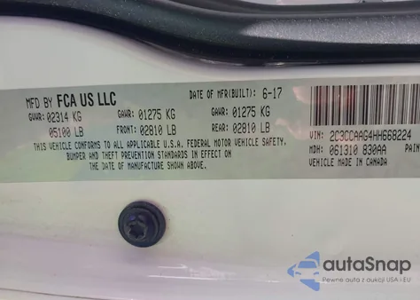 2017 Chrysler 300 Limited z USA, uszkodzony, nr VIN 2C3CCAAG4HH668224